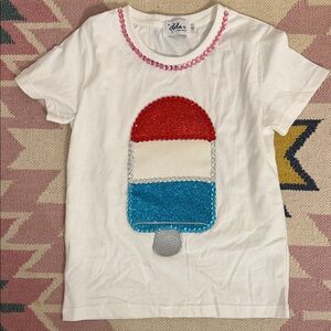 Lola + The Boys Ice Pop Sequin Tee in Red, White, and Blue